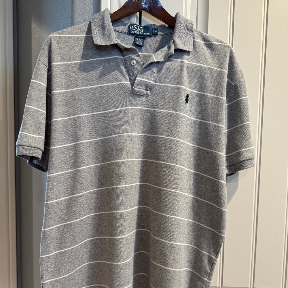 Ralph Lauren grey striped polo shirt Size L